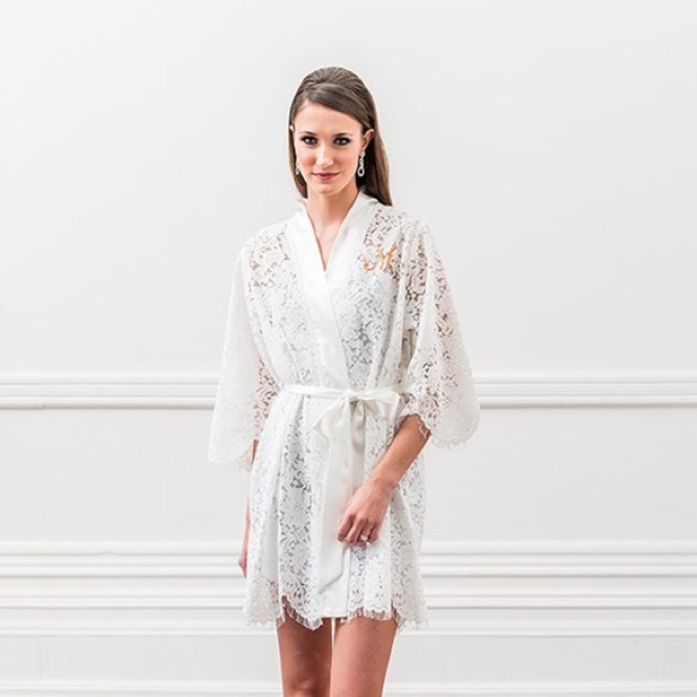 Lace Bride Wedding Getting Ready Kimono Robe